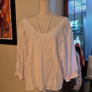 Akemi + Kin Whitw Puffy Sleeve Blouse Lined